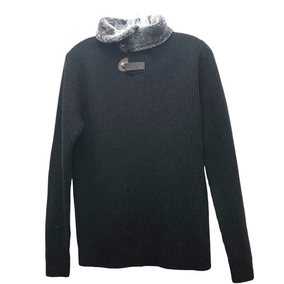 XIOS M Size S Black/Gray Long Sleeve Turtle Neck with Neck Snap Opening Sweater - Picture 10 of 10